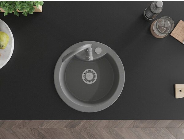 Mexen Diego granitový dřez s baterií Telma, šedý - 6512-71-670200-71
