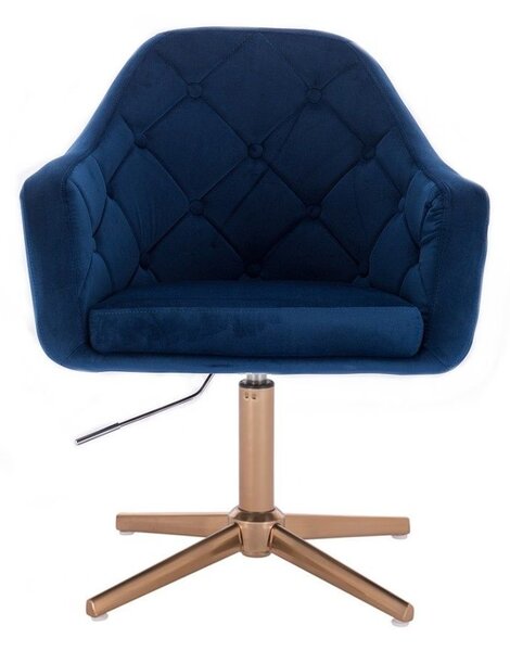 LuxuryForm DESIGN Křeslo ANDORA VELUR na zlatém kříži - modré