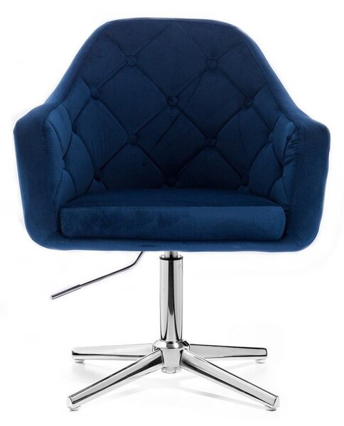 LuxuryForm DESIGN Křeslo ANDORA VELUR na stříbrném kříži - modré