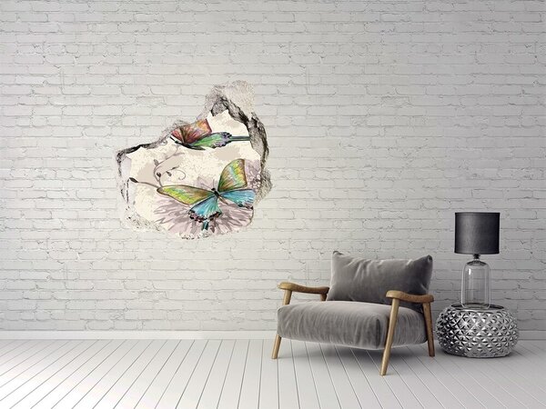 Díra 3D foto tapeta nálepka Motýli a květiny nd-p-90122536