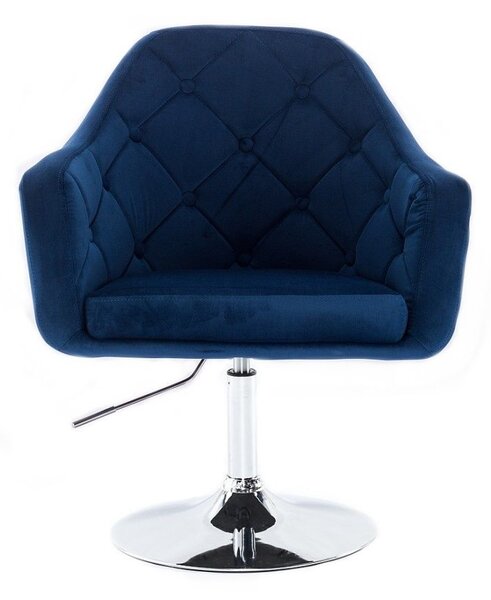 LuxuryForm DESIGN Křeslo ANDORA VELUR na stříbrném talíři - modré