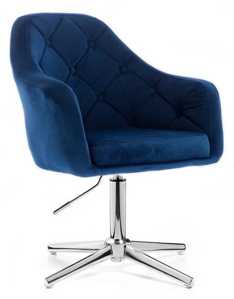LuxuryForm DESIGN Křeslo ANDORA VELUR na stříbrném kříži - modré