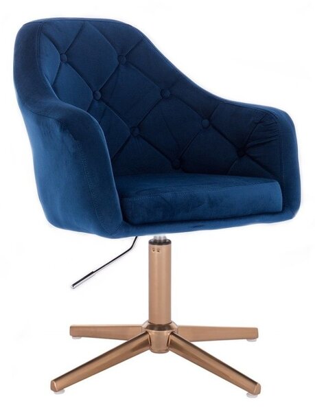 LuxuryForm DESIGN Křeslo ANDORA VELUR na zlatém kříži - modré