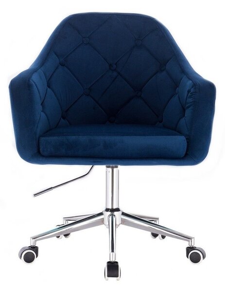 LuxuryForm DESIGN Křeslo ANDORA VELUR na stříbrné podstavě s kolečky - modré