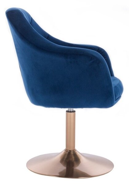 LuxuryForm DESIGN Křeslo ANDORA VELUR na zlatém talíři - modré