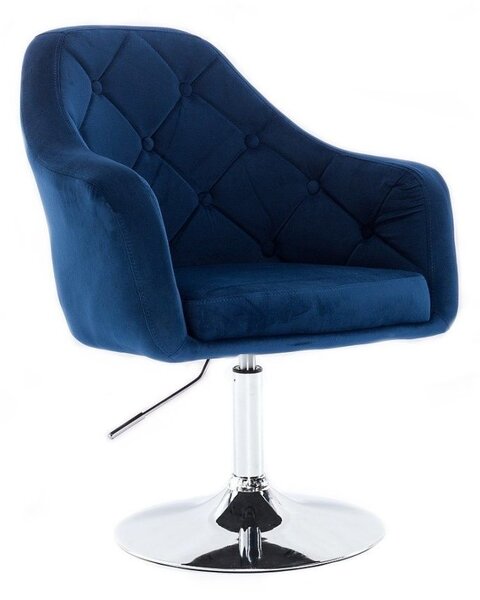 LuxuryForm DESIGN Křeslo ANDORA VELUR na stříbrném talíři - modré