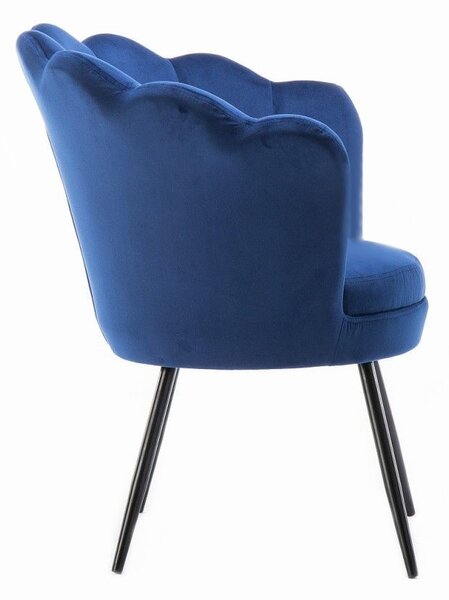 LuxuryForm DESIGN Křeslo FREY VELUR s černými nohami - modré