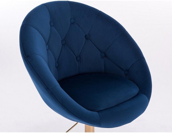 LuxuryForm DESIGN Křeslo VERA VELUR na zlatém talíři - modré