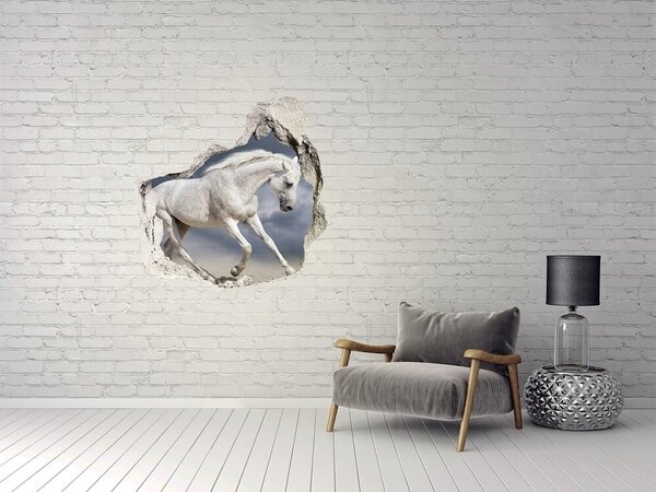 Díra 3D fototapeta na stěnu Bílí koně pláž nd-p-106869148