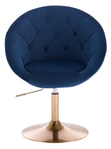 LuxuryForm DESIGN Křeslo VERA VELUR na zlatém talíři - modré