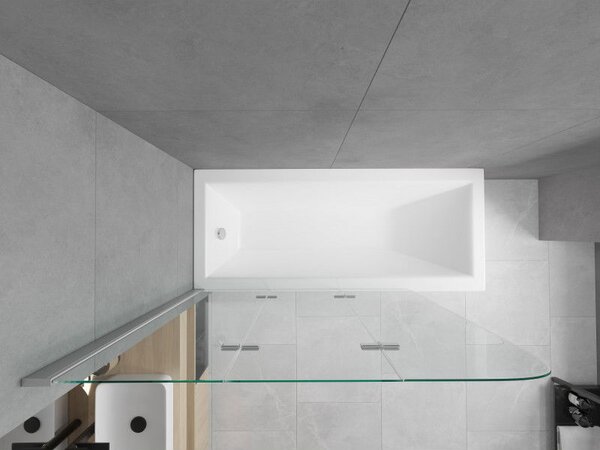 Mexen Cubik obdélníková vana 150 x 70 cm s krytem a třídílnou zástěnou 120 cm, transparentní, chrom - 550315070X9012030100
