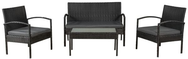 FurniGO Ratanová sestava Trinidad - černá