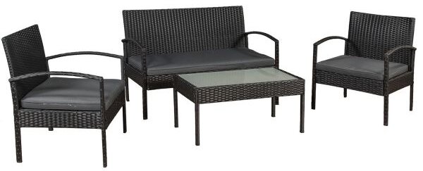 FurniGO Ratanová sestava Trinidad - černá