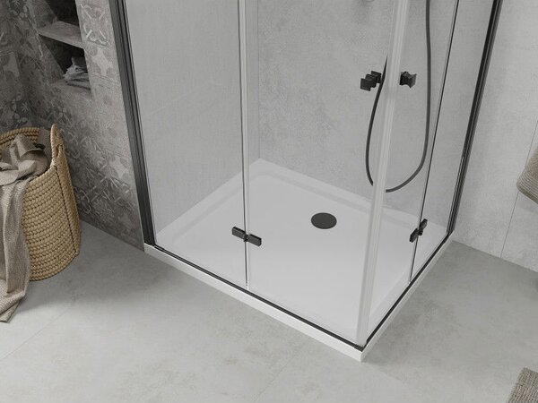 Mexen Lima Duo skládací sprchový kout 80 x 70 cm, transparentní, černý + vanička Flat - 856-080-070-70-02-4010B