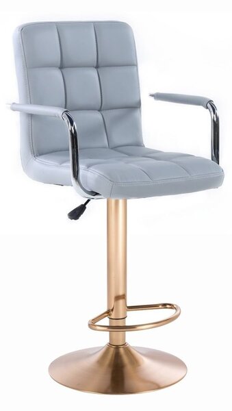 LuxuryForm Barová židle VERONA na zlatém talíři - šedá