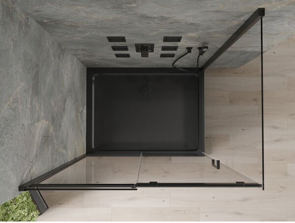 Mexen Omega sprchový kout posuvný 120 x 90 cm, transparentní, černý + vanička Flat, černá - 825-120-090-70-00-4070B