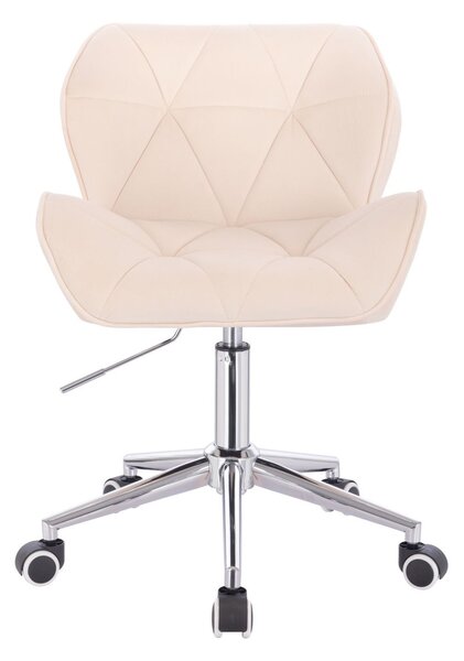 LuxuryForm DESIGN Židle MILANO VELUR na stříbrné podstavě s kolečky - krémová