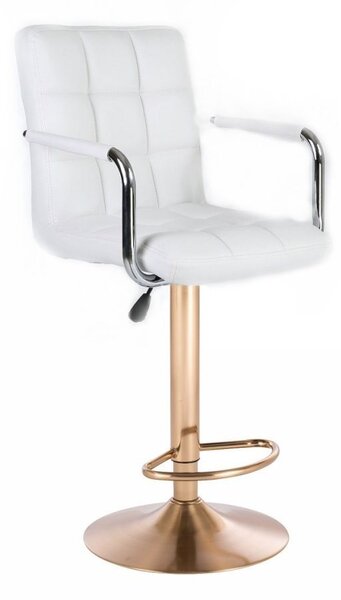 LuxuryForm Barová židle VERONA na zlatém talíři - bílá
