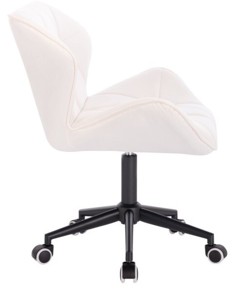 LuxuryForm DESIGN Židle MILANO VELUR na černé podstavě s kolečky - bílá