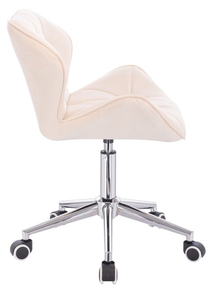 LuxuryForm DESIGN Židle MILANO VELUR na stříbrné podstavě s kolečky - krémová