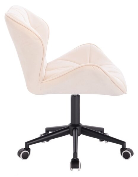 LuxuryForm DESIGN Židle MILANO VELUR na černé podstavě s kolečky - krémová