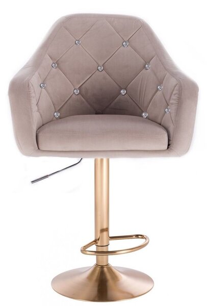 LuxuryForm DESIGN Barová židle ROMA VELUR na zlatém talíři - světle šedá