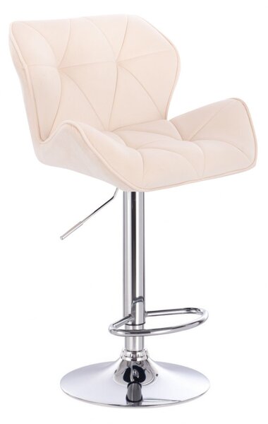 LuxuryForm Barová židle MILANO VELUR na stříbrném talíři - krémová