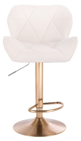 LuxuryForm DESIGN Barová židle MILANO VELUR na zlatém talíři - bílá