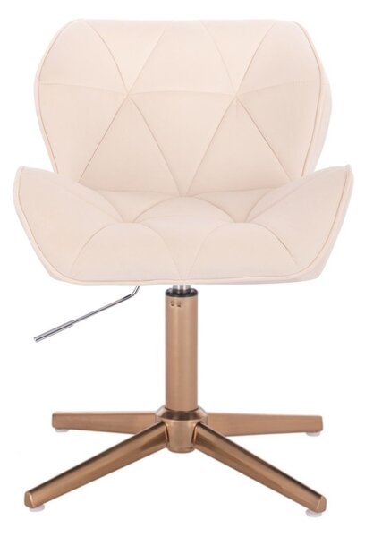 LuxuryForm DESIGN Židle MILANO VELUR na zlatém kříži - krémová
