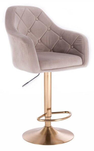 LuxuryForm Barová židle ANDORA VELUR na zlatém talíři - béžová