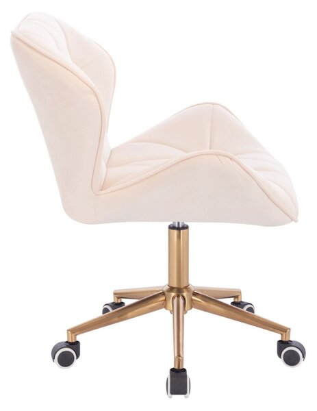 LuxuryForm DESIGN Židle MILANO VELUR na zlaté podstavě s kolečky - krémová