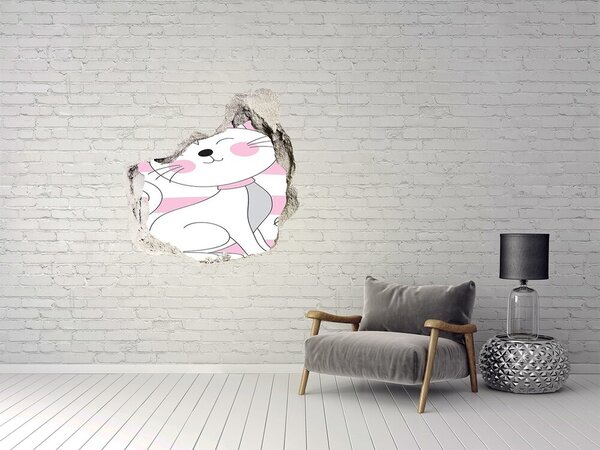 Samolepící nálepka na zeď Usmívající se kotě v díře ve zdi nd-p-108886696