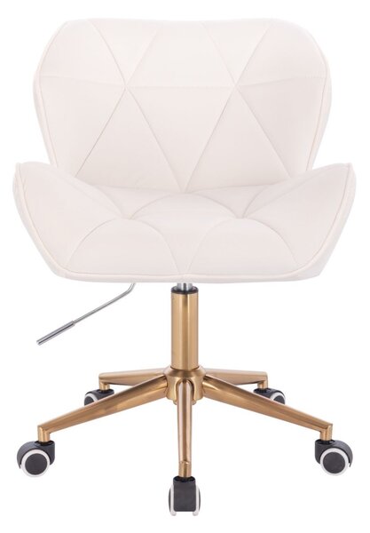 LuxuryForm DESIGN Židle MILANO VELUR na zlaté podstavě s kolečky - bílá