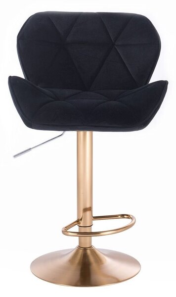 LuxuryForm DESIGN Barová židle MILANO VELUR na zlatém talíři - černá