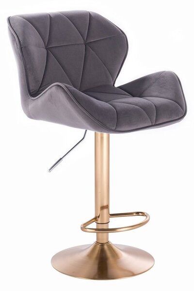 LuxuryForm Barová židle MILANO VELUR na zlatém talíři - tmavě šedá