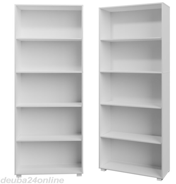 FurniGO Knihovna 190 cm bílá - 5 přihrádek