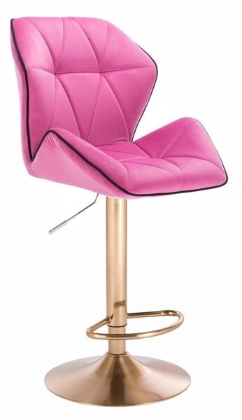 Barová židle MILANO MAX VELUR na zlatém talíři - růžová