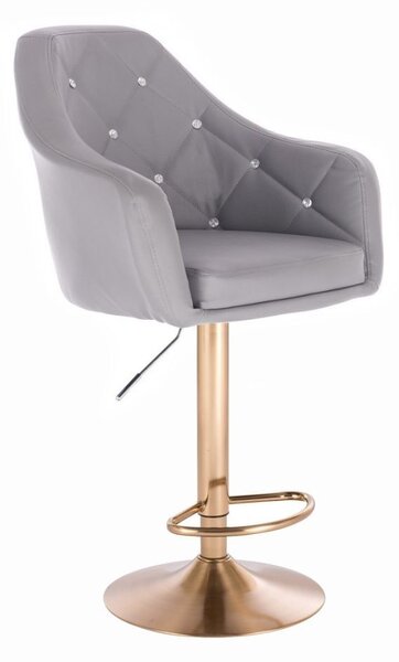 LuxuryForm Barová židle ROMA na zlatém talíři - šedá