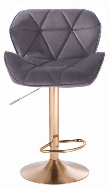 LuxuryForm DESIGN Barová židle MILANO VELUR na zlatém talíři - tmavě šedá