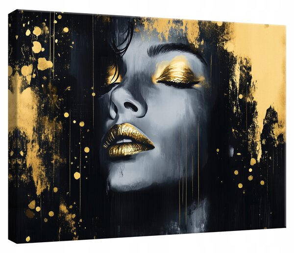 OBRAZ NA PLÁTNĚ NA ZEĎ ŽENA ČERNÝ DO LOŽNICE OBÝVÁKU KUCHYNĚ 100x70