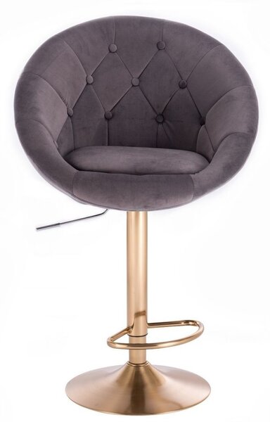 LuxuryForm DESIGN Barová židle VERA VELUR na zlatém talíři - tmavě šedá