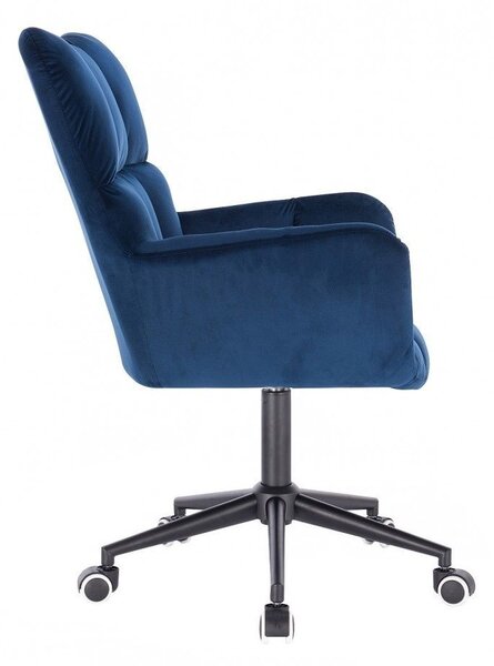 LuxuryForm Křeslo AURORA VELUR na černé podstavě s kolečky - modré