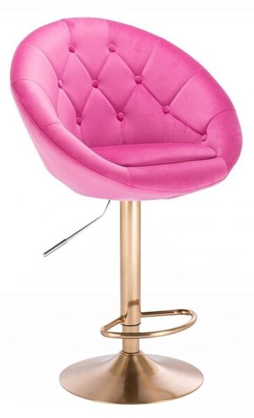 LuxuryForm Barová židle VERA VELUR na zlatém talíři - růžová