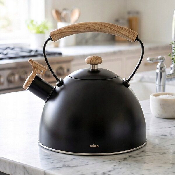 Konvice s píšťalkou, černá BLACK, 2,3 l