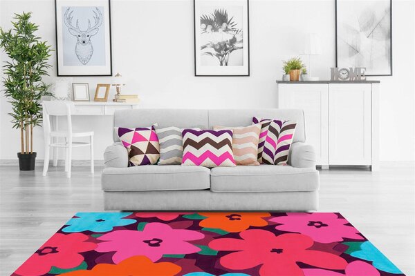 KOBEREC TKANÝ NA PLOCHO, 140/200 cm vícebarevná, pink - Online Only koberce & rohožky, Online Only