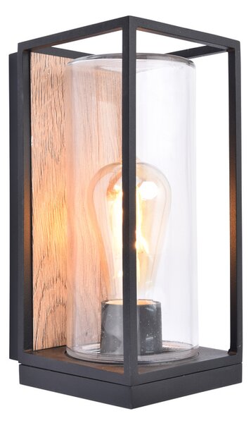 LUTEC Venkovní nástěnné osvětlení PINE, 1xE27, 40W, lucerna, dřevěný efekt, IP44