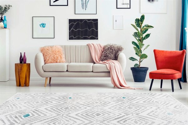 BĚHOUN, 80/150 cm, šedá, bílá Kayoom - Online Only koberce & rohožky, Online Only