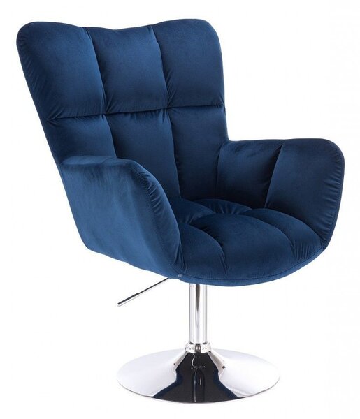 LuxuryForm Křeslo AURORA VELUR na stříbrném talíři - modré