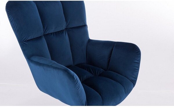 LuxuryForm Křeslo AURORA VELUR na stříbrném talíři - modré