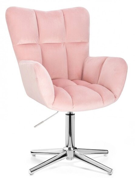 LuxuryForm Křeslo AURORA VELUR na stříbrném kříži - světle růžové